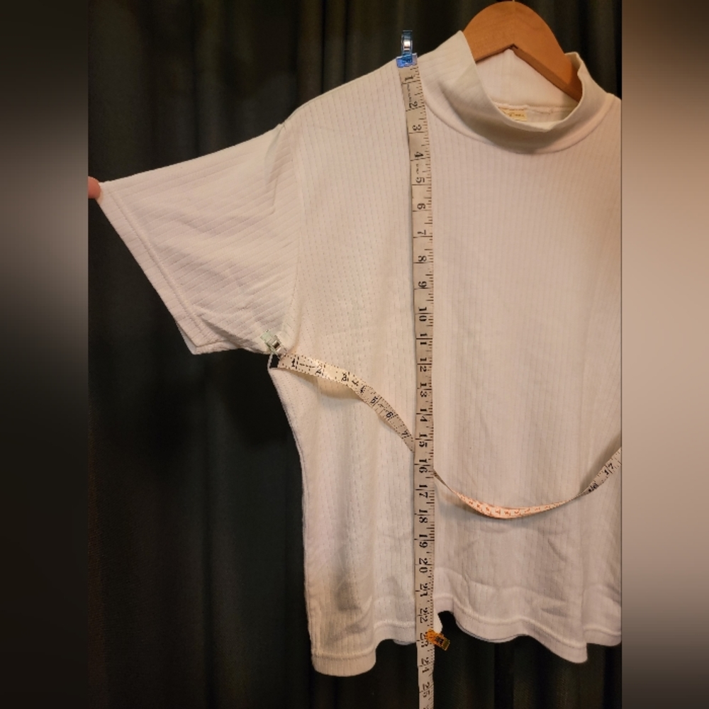 Women's short sleeve white mock turtleneck